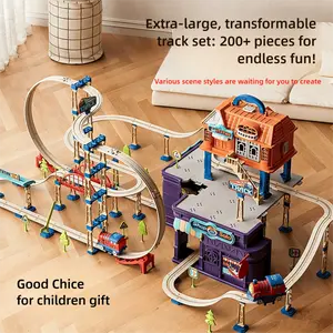 Kids Toy Train Set Electric Building Tracks, Large Scene Model Pop Mart Series Gift Box for Boys Girls Children Play Vehicles,Creative building sets,