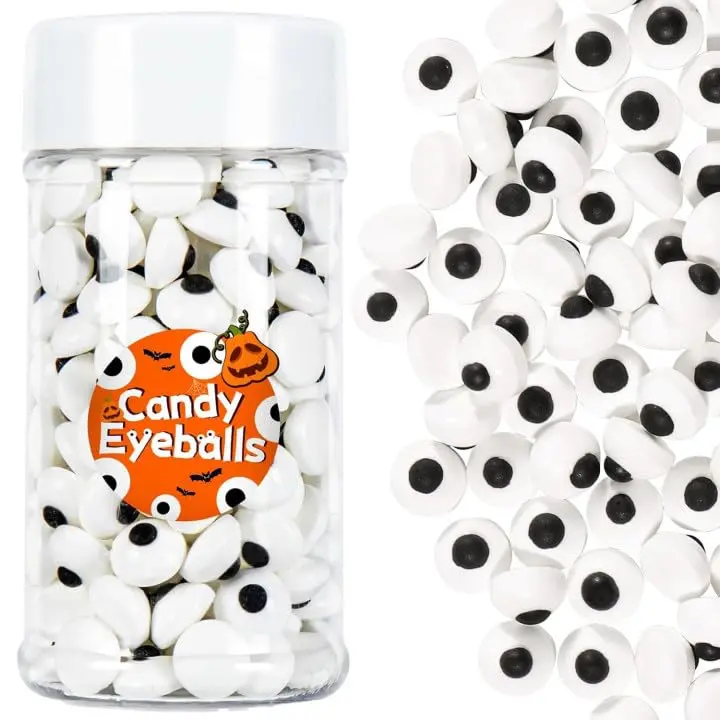 Halloween Edible Candy Eyeball Sprinkles (3.53oz) - Sugar Eyes Baking Decorations for Cookies, Cupcakes, Spooky Party Dessert Toppers