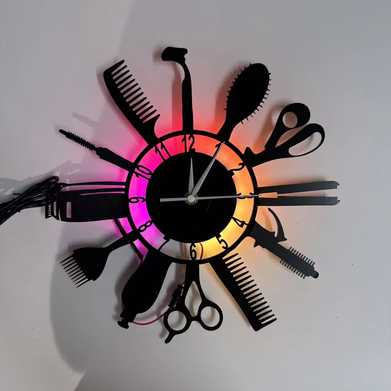 Hairdresser vinyl record Wall clock, barbershop decor, Silent Wall clock, Led Wall Clocks, wall decor, Home decor, hairdressing tools clock, Salon Wall Art, gift for hairdressers, Hair Salon Decor, Birthday Gift, beauty salon