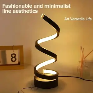 Modern Creative Spiral LED Desk Lamp, USB Powered, Adjustable Three-Color Lighting, Lighting Modes Adjustable, Metal Base, Ideal for Bedroom & Office Decor