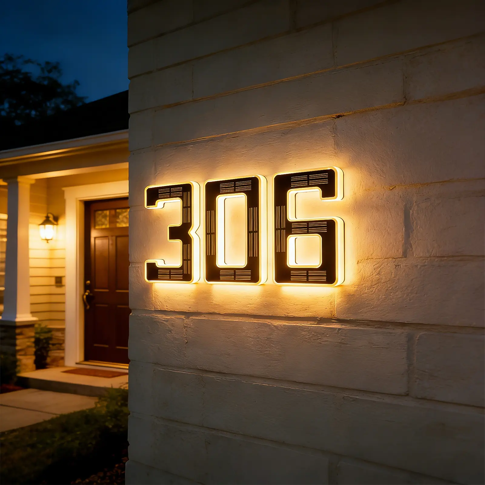 ISUNMEA Solar 6.7-Inch Residential House Number Light – Waterproof LED Outdoor House Number Sign (3500K Warm White), Suitable for Courtyards, Streets, and Entrances.