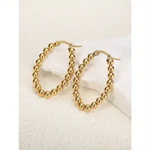 1 Pair of New Women's Round Earrings, Stainless Steel Minimalist Design, Whitening and Skin Enhancing, Suitable for Both Workplace Commuting and Dating, Recommended As A Birthday Gift for Best Friends