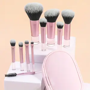 10pcs Minimalist Multifunctional Cosmetic Brushes, Makeup Brush Set with Bag, Brush Kit, Ideal for Travel, Essential Beauty Tools