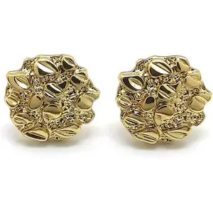 THE HANDY HIVE Unisex Rough Textured Cookie Nugget Stud Pierced Earring in Gold Tone