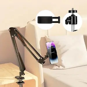 Adjustable Aluminum Alloy Vlog Stand - Flexible Articulating Arm with Phone Holder for Desk & Overhead Filming, Ideal for Live Streaming & Photography