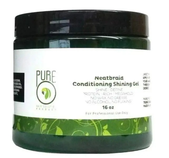 Pure O Natural Neatbraid Professional Olive & Avocado Hair Styling Product, Lightweight Haircare Conditioning Shining Gel, 16 oz, Curl Styling, Oily, Hair Styling Gel