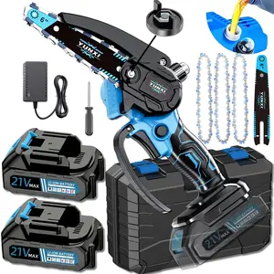 【MothersDayGift】YUNXI Cordless Chainsaw 6 Inch Brushless with 21V Max Batteries Oil System- Portable Electric Cordless Saw for Wood Cutting, Batteries (1500mAh) ,Pruning, Gardening, Camping - Suitable for Seniors, Women Holiday gifts, Cordless Cutting Mac
