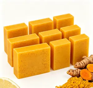 Turmeric and Kojic Acid Soap Bars, 3 Pack Brightening & Hydrating Cleansing Bar with Lemon for Face & Body, Nourishing for Dry, Dull & All Skin Types