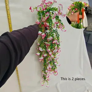 Two-Piece Waterfall Trumpet Flower Hanging Decorations, Artificial Eucalyptus Vine, Realistic Outdoor Indoor Plastic Floral Decoration, Artificial Hanging Flowers