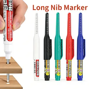 Long Nib Marker, 45 mm Long Head Deep Hole Marker Pens, Fine Nose Tip Deep Reach Permanent Paint Markers for Kitchen Organization, （5Pcs/10Pcs）Marking Pen for Drilling, Carpenter, Woodworking, Construction
