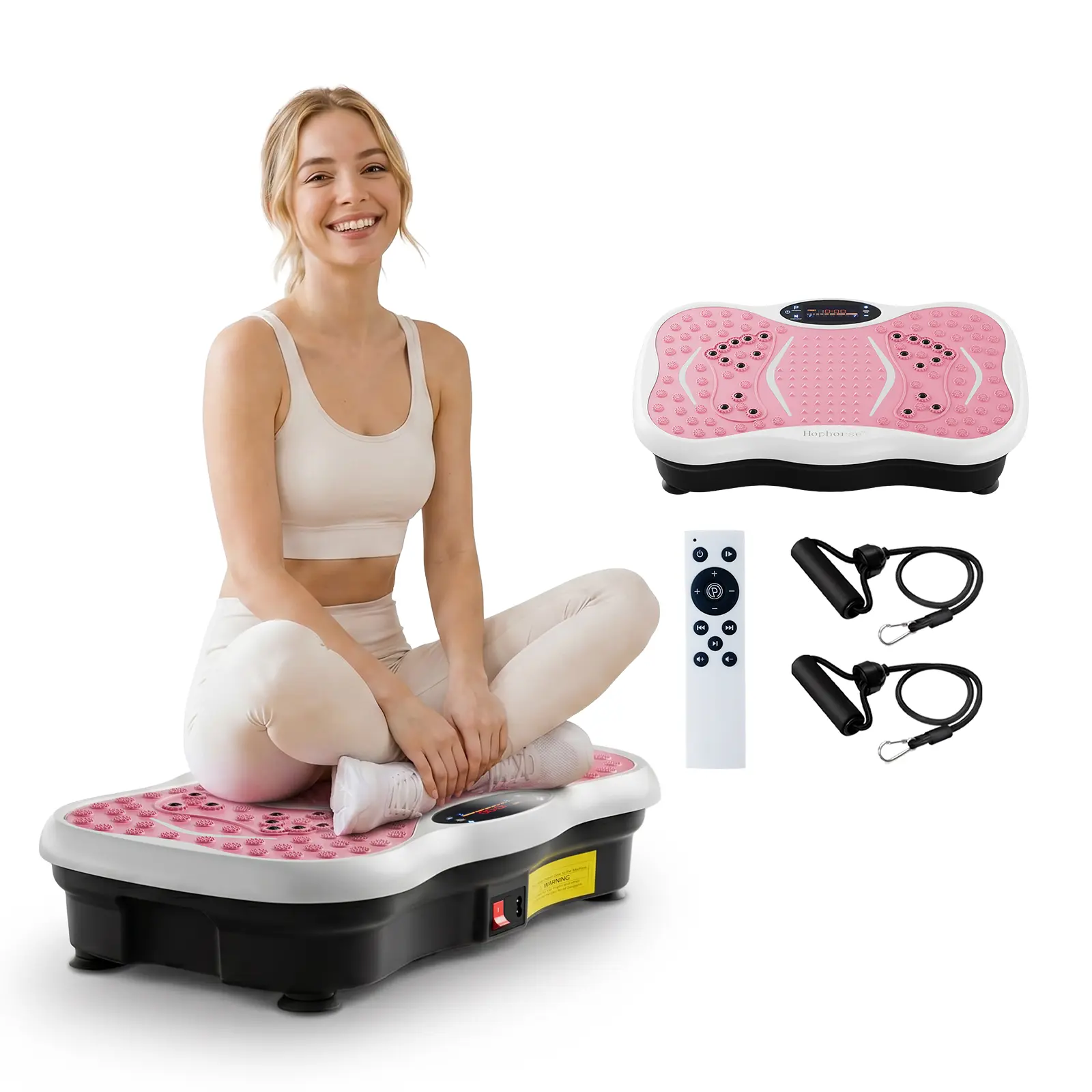 HOPHORSE 3-in-1 Oscillating Vibration Plate Home Gym Equipment, Workout Vibration Plates with Bluetooth, Remote Control, 2 Resistance Bands, 330 lbs Weight Capacity (At-Home Exercise Gear), Home Exercise Equipment, At Home Glute Workout Equipment