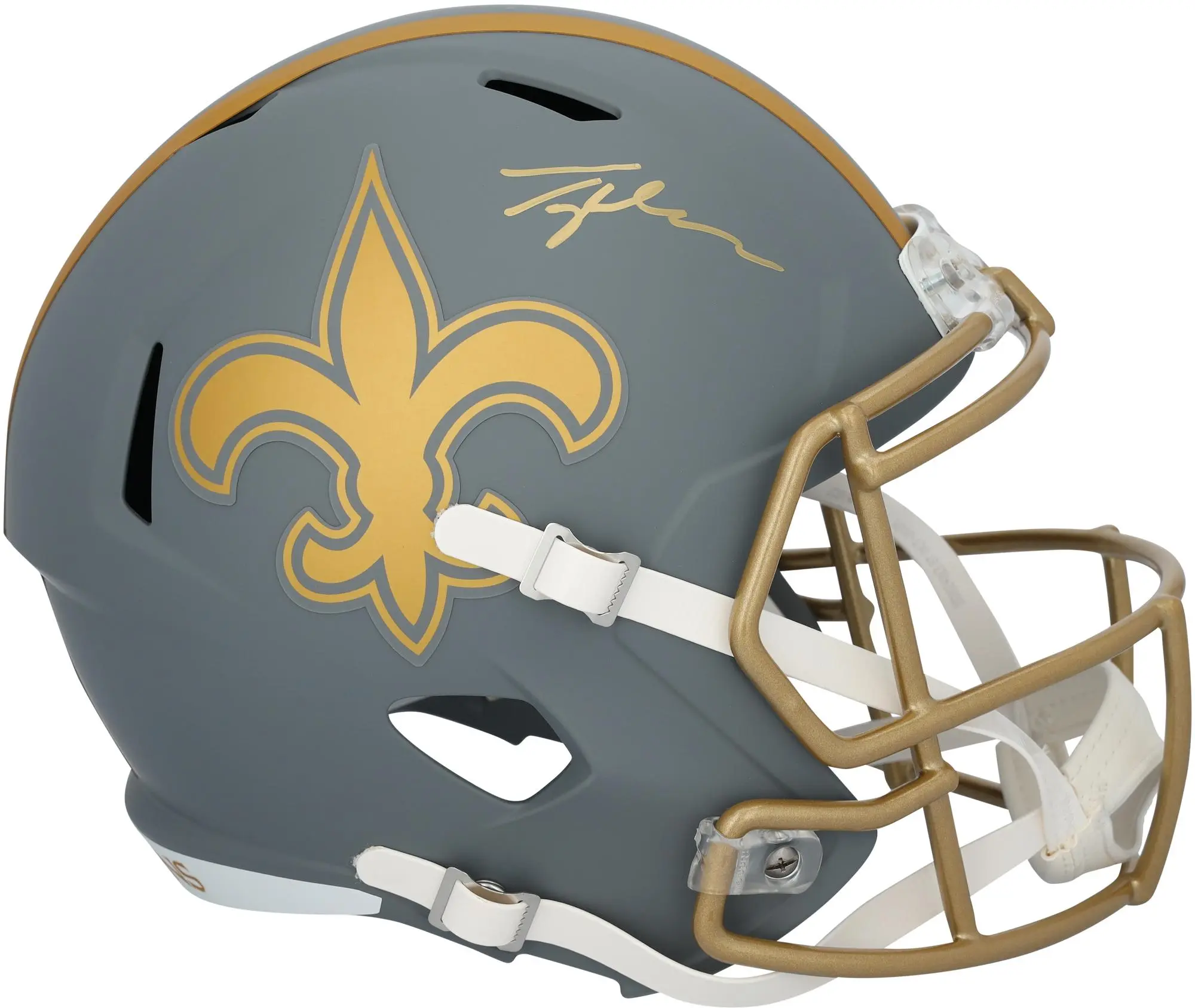 Tyler Shough New Orleans Saints Autographed Riddell Slate Speed Replica Helmet - Fanatics Authentic Certified
