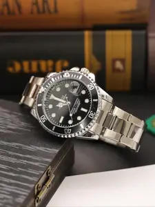 Luxury Business Men's, Submariner Series Ghost Watch, Luminous Pointer Watch, Round Dial, Luminous Waterproof Strap, Butterfly Buckle Stainless Steel Band, Stainless Steel Watches