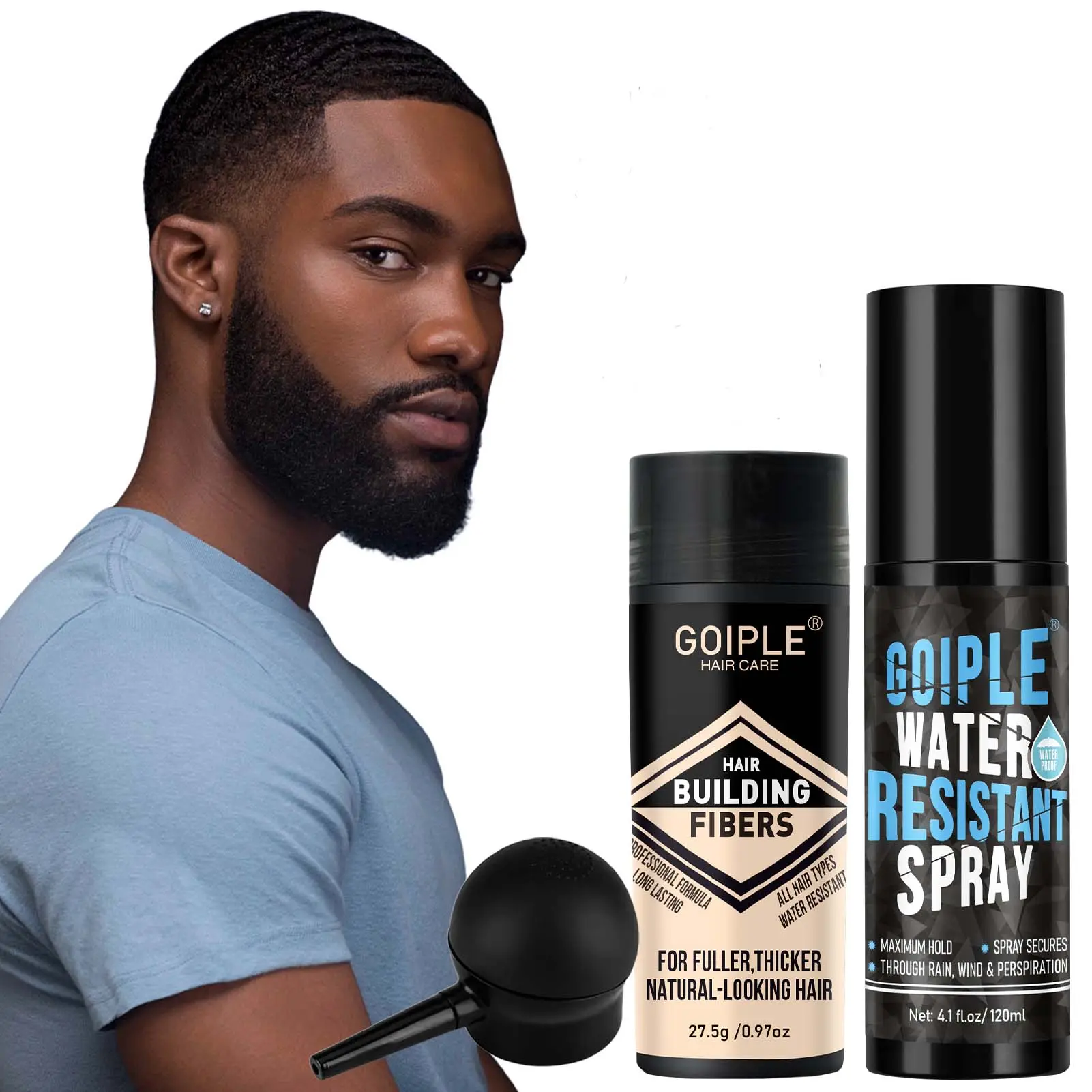 Water Resistant Fiber Hold Spray Thickening Powder Set, Fuller Natural Looking, Styling Powder, Hair Fiber Hold Mist, Holds Fibers in Place, Perfect for All-Day Wear, Hair Texture Powder, Natural Fluffy Hair, Hair Styling Products