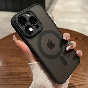 Luxury Matte Magsafe Wireless Charge Phone Case For iPhone 12 13 14 15 16 Pro Max Plus Magnetic Clear Shockproof Bumper Cover Protection Protective