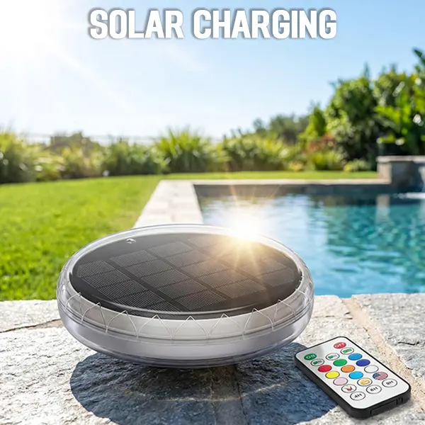 1 Pack Solar Floating Pool Lights – RGB Color-Changing LED Pool Lamps with Remote, Auto On/Off, Waterproof Hangable Solar Floating Light for Pools, Ponds, Gardens, Fountains, and Outdoor Party Decor | Father's Day Gift