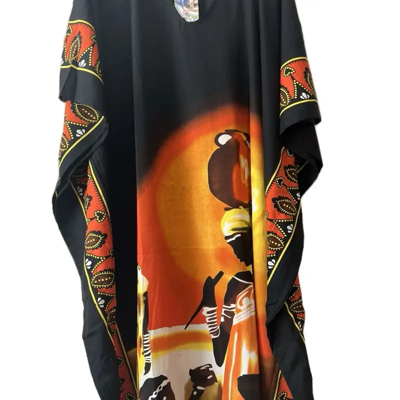 Plus Size Kaftan Dress for Women - Casual Spring/Summer Beach Vacation Design with Unique Patterns and Long Sleeves