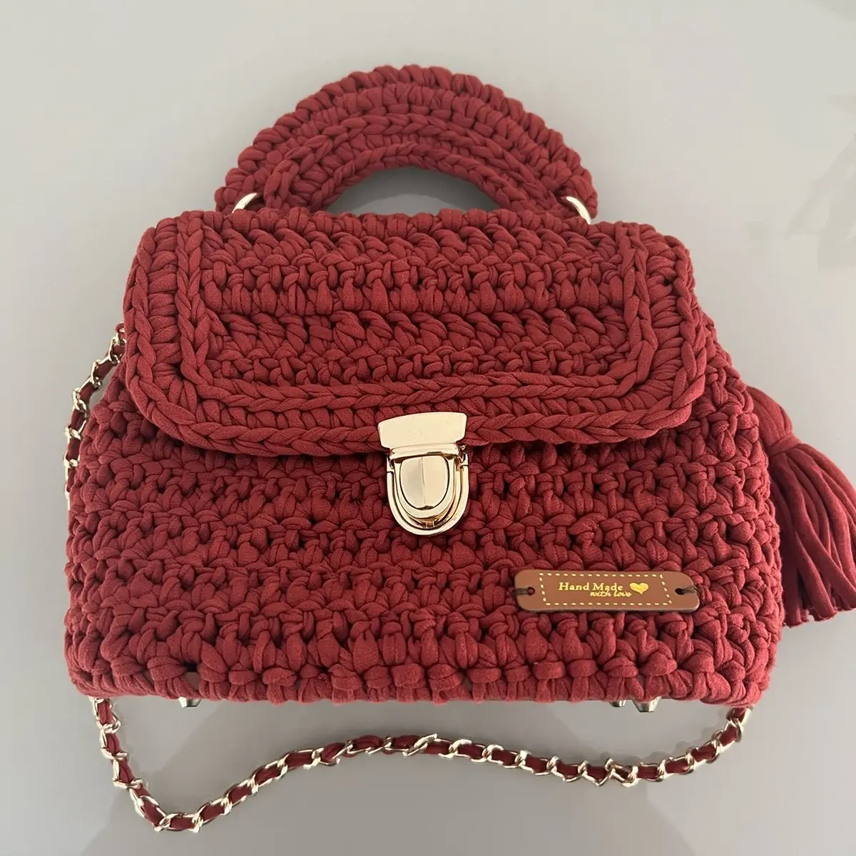 Brown crochet hand bag. Shoulder bag Brown crochet hand bag. Shoulder bag