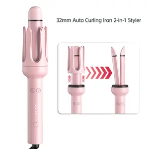 32mm 2-in-1 Automatic Curling Iron & Hair Straightener – Ionic Anti-Frizz Hair Curler with 4 Heat Settings, Fast Heat-Up, Ceramic Coating, Dual Rotation, Auto Shut-Off, Easy Styling for Beginners