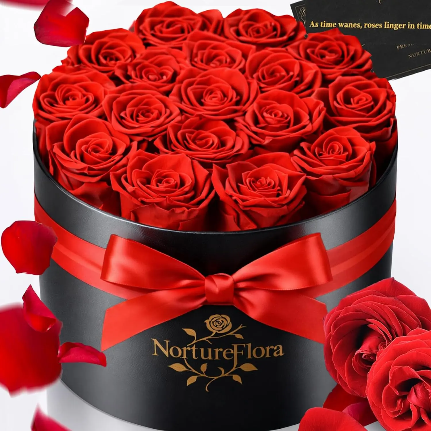 Preserved Red Roses in a Box - 17 Forever Roses with Greeting Card, Luxury Home Decor, Women's Gift That Lasts 1-3 Years graduation bouquet