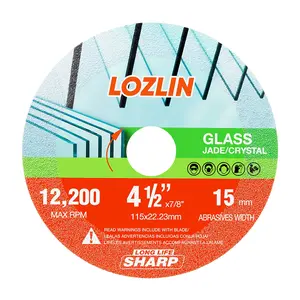LOZLIN 3PCS 4.5" Diamond Saw Blades for Glass Jade Ceramic Tile Dry Wet Cutting 45° Chamfering Precision Tools 12,200 RPM Sharp