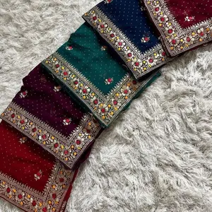 Super soft chiffon embroidered saree