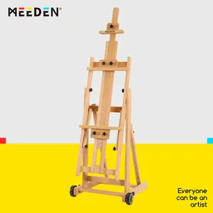 MEEDEN Art Versatile Studio H-Frame Easel - All Media Adjustable Beech Wood Studio Easel, Painting Floor Easel Stand, Movable and Tilting Flat Available, Holds Canvas Art up to 77"