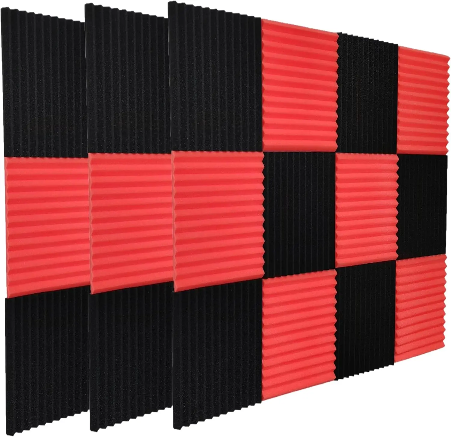 12/24/48 Pack High Density Polyurethane Foam Acoustic Panels, 1x12x12in Wedges - Background Noise Cancellation, Echo/Reverberation Reduction, Stylish Wall Panels for Music Studios