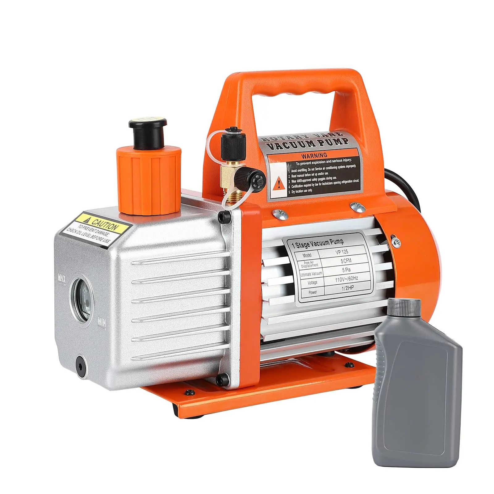 【GARVEE】Versatile GARVEE Rotary Vane Vacuum Pumps: Choose from 3.5CFM to 5CFM, 1/4HP to 1/2HP, Ideal for HVAC, Refrigeration Maintenance, Resin Degassing, and Vacuum Packaging with Oil Bottle for R12, R22, R134a, R410a.