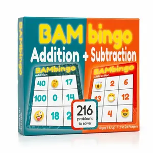 BAMBingo Addition and Subtraction Game - Math Facts Flash Cards Educational Bingo for Kids Ages 5-9