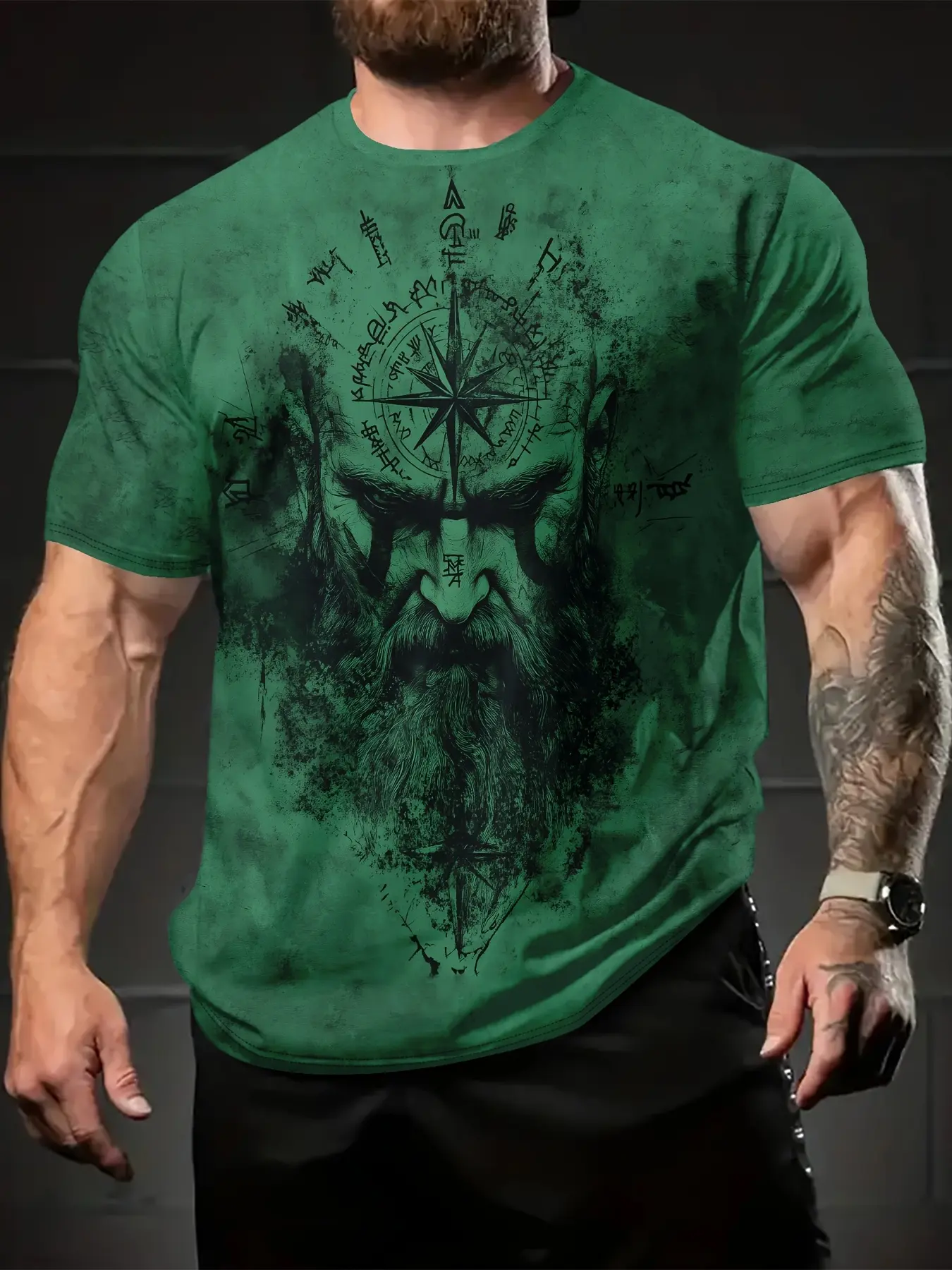 Light Photon Selection: Summer men's fashion T-shirt with a digital print of a wandering old man, suitable for versatile outdoor casual sports and activities