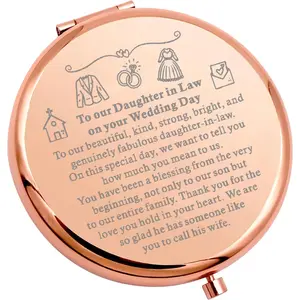 Mother in Law to Daughter in Law Compact Makeup Mirror Wedding Gift,Compact Mirror for women,Portable Mirror Gift for Women,Engraved Pocket Mirror