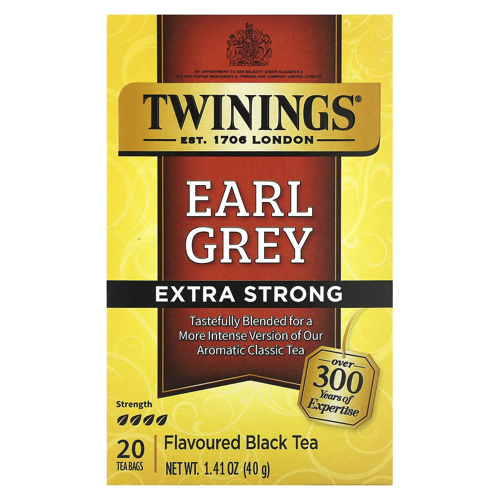 Twinings Black Tea, Earl Grey, Extra Strong, 20 Tea Bags, 1.41 oz (40 g)