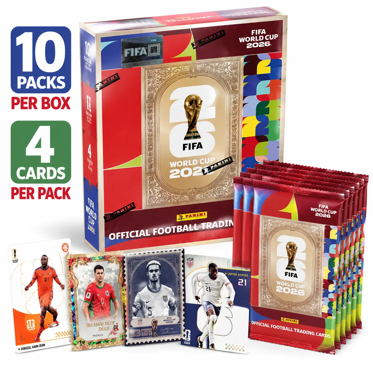 FIFA/PANINI Official World Cup World Cup football star collection card, 10 packs per box, 4 cards per pack, Blind box cards, whole box and small package cards