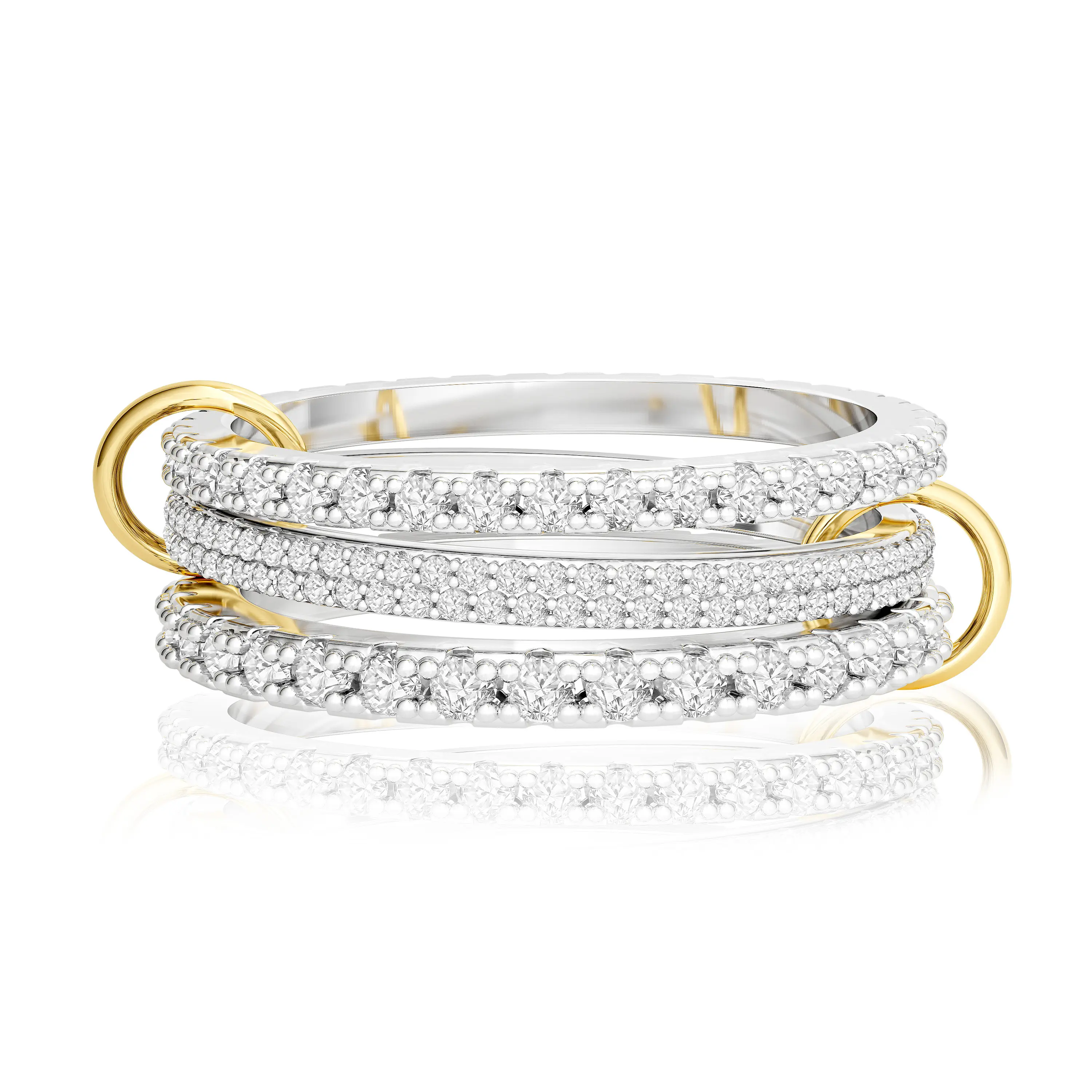 Tewiky 925 Silver Stackable Zircon Rings for Women Non Tarnish – Statement Mixed Metals Multi Ring Stack Rings Set Cubic Zirconia Two-Toned Connected Bands Stacking Ring elegant Jewelry Size 6-10 For Mother's Day gifts