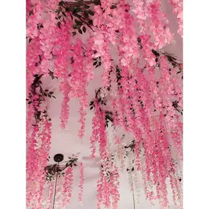 30/50pcs Artificial Wisteria Silk Flower Hanger Wedding Party Home Decoration Green Wall Garden Ceiling Flower Decoration, 1. 64-Foot Artificial Flower Rope, Silk Wisteria Flower Wreath, Perfect Wedding Hanging Decoration, Suitable For Parties, Birthdays,