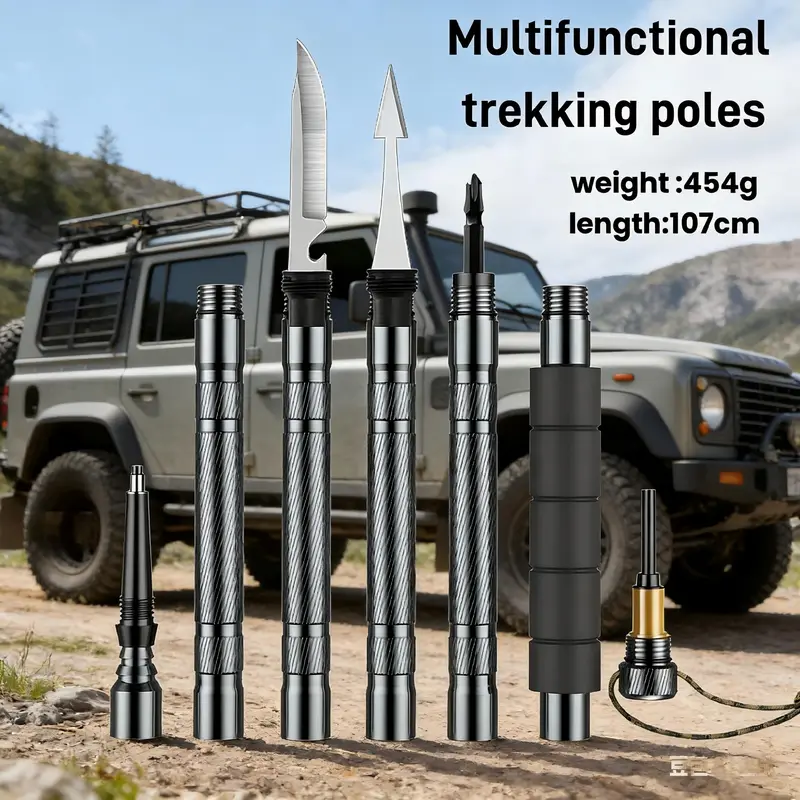 Ultralight Collapsible Staff Hiking Stick - Camping & Hiking Essential, Quick-Foldable Compact Design, Packs Flat in Bag for Easy Carrying & Storage, Outdoor Active Hiking Sticks, Camping Accessories