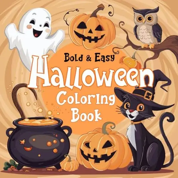 Bold And Easy Halloween Coloring Book: 51 Easy Halloween Coloring Designs for Adults and Kids, Fun Large Print Coloring Pages with Thick Lines To Color And Relax (Bold & Easy By Cozy Exhale)