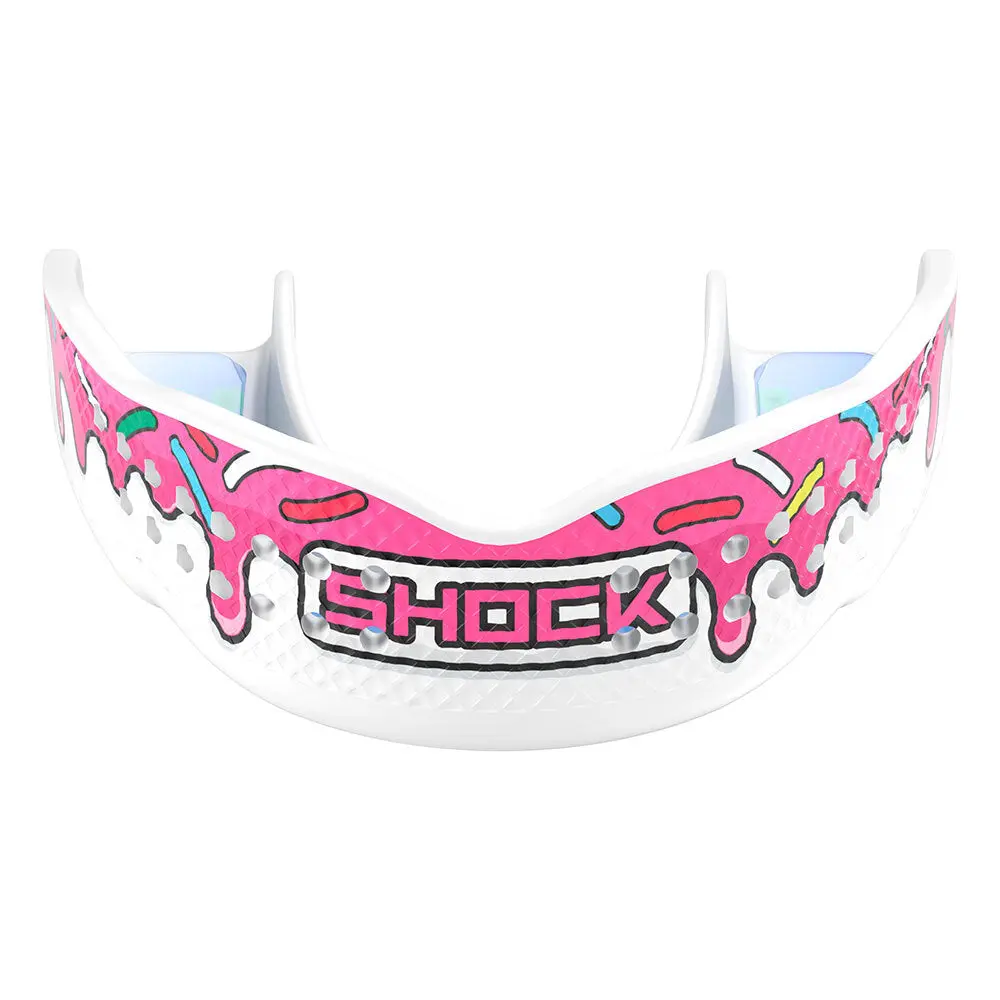 Shock Doctor Trash Talker White/Pink Sprinkle Drip Mouthguard for Sports - Chrome Finish, InVent Tech Airflow, Gel-Fit Liner, No-Boil Fit - Boxing Equipment