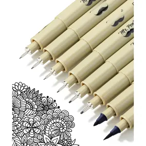 Art s, Multiliners, Fineliner Ink s,Set of 8 Technical Drawing ,Pigment ,Fine Point,Black,,for Art Watercolor,Sketching,  Drawing