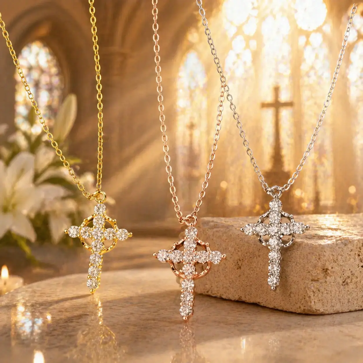 Serelune S Gift for mother Upgraded Crown Cross Necklace for Women, Crown Cross Pendant Necklace,Rotating Crown Diamond Cross Necklace， Non-Tarnish Faith Jewelry for Women, Christian Religious Gifts for Her