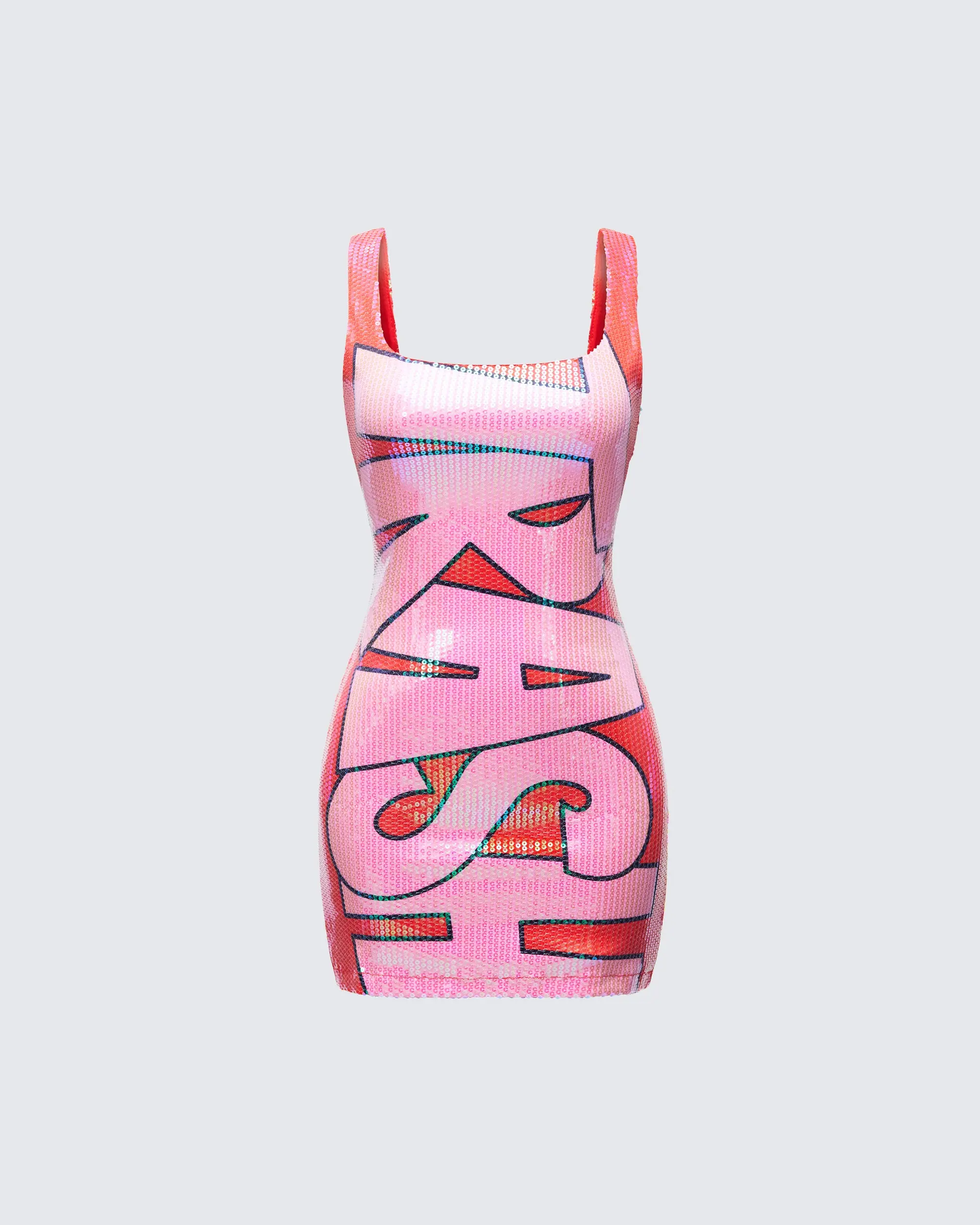 Lyla Red Sequin Slogan Mini Dress