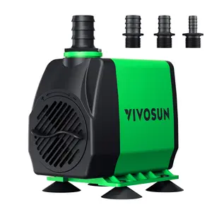VIVOSUN 800GPH Submersible Pump(3000L/H, 24W), Ultra Quiet Water Fountain Pump with 10ft. High Lift with 6.5ft. Power Cord, 3 Nozzles for Fish Tank, Pond, Aquarium, Statuary, Hydroponics