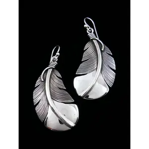 Santo Domingo Sterling Silver Dangle Feather Earrings