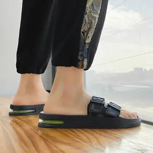 Fashion Slippers for Men 2026 Summer New Design Slides Luxury Leather Slipper Casual Beach Shoes with Air Cushion