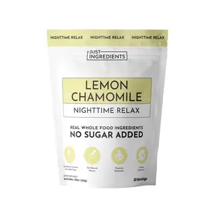 Just Ingredients Lemon Chamomile Nighttime Relax Drink - Organic German Chamomile Extract, Magnesium & L-Theanine - No Sugar Added - 30 Servings