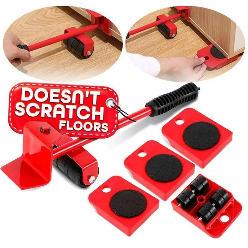 【Flash Sale Price】Metal Construction Furniture Mover & Lifter Set - 360-Degree Rotating Wheels, Floor-Safe Pads, 600 lbs Cap. - for Moving Heavy Items Like Sofas, Refrigerators