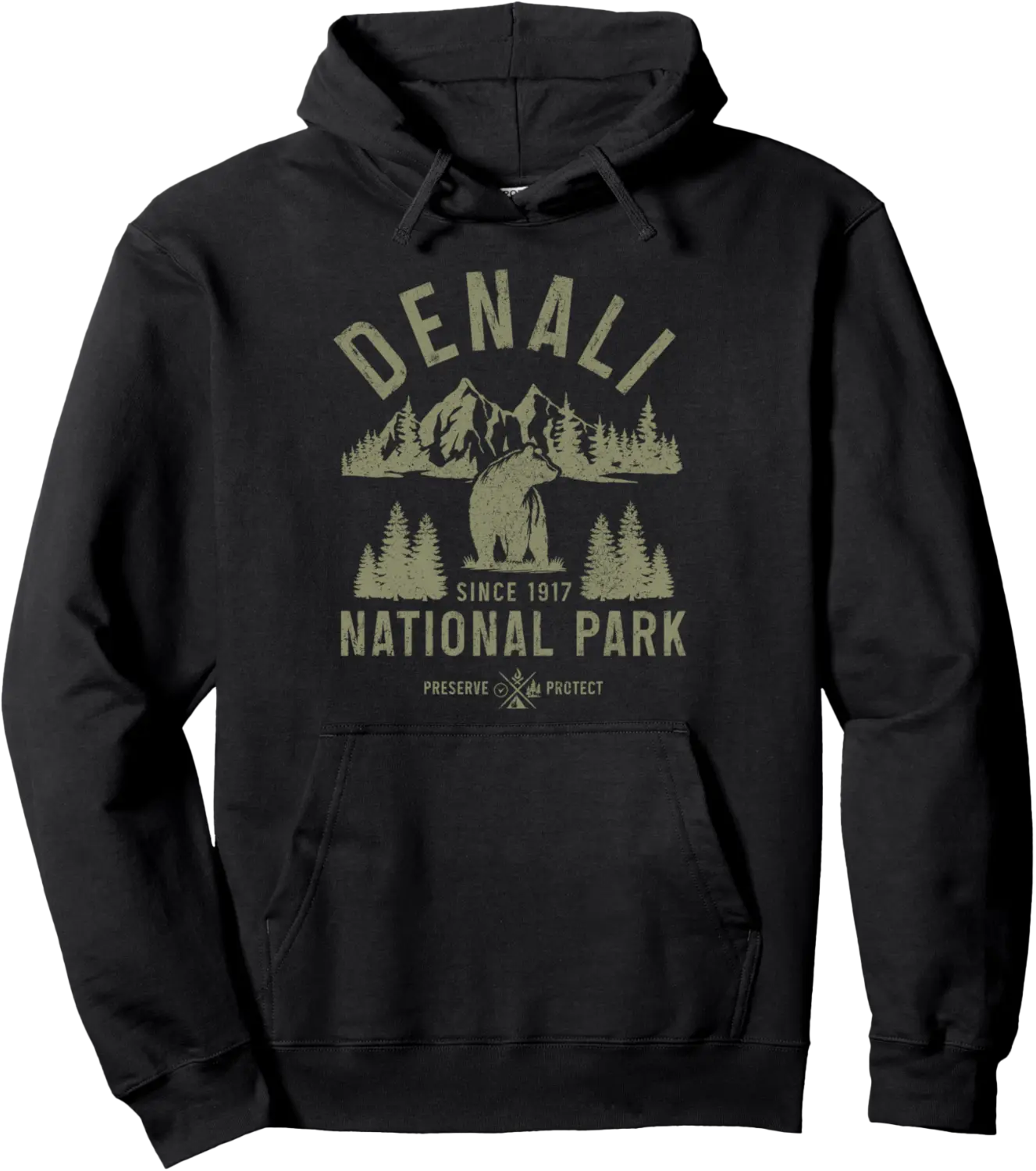 Denali Alaska Vintage Mountains Bear National Park Pullover Hoodie - Gabriellef Shop 56B0DSFSBGQL