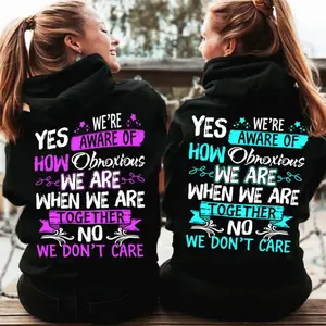Best Friend Hoodie - Women's Rumble Print Sweatshirt with Humorous Obnoxious Design Long Sleeve Black Womenswear Tops Yarn Pullover Crew Neck Crewneck Casual