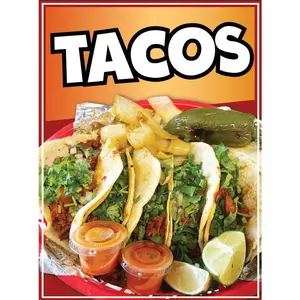 Tacos Sign Decal Window Sticker Mexican Food Truck Concession Vinyl Restaurant Taqueria Sign  #2